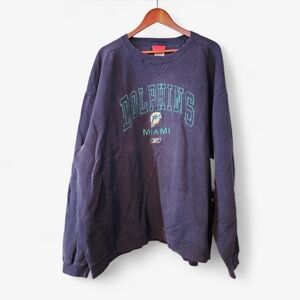 Vintage Miami Dolphins 1990's Reebok Embroidered Graphic Pullover Sweatshirt 2XL